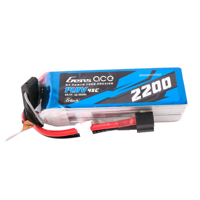 Gens Ace 2200mAh 4S 45C 14.8V G-Tech Lipo Battery Pack With EC3 And Deans Adapter Gens Ace 2200mAh 4S 45C 14.8V G-Tech Lipo Battery Pack With EC3 And Deans Adapter