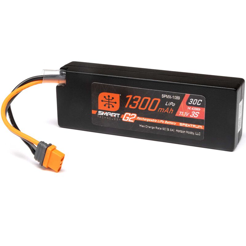Spektrum 11.1V 1300mAh 3S 30C Smart G2 LiPo Battery: IC2 Spektrum 11.1V 1300mAh 3S 30C Smart G2 LiPo Battery: IC2