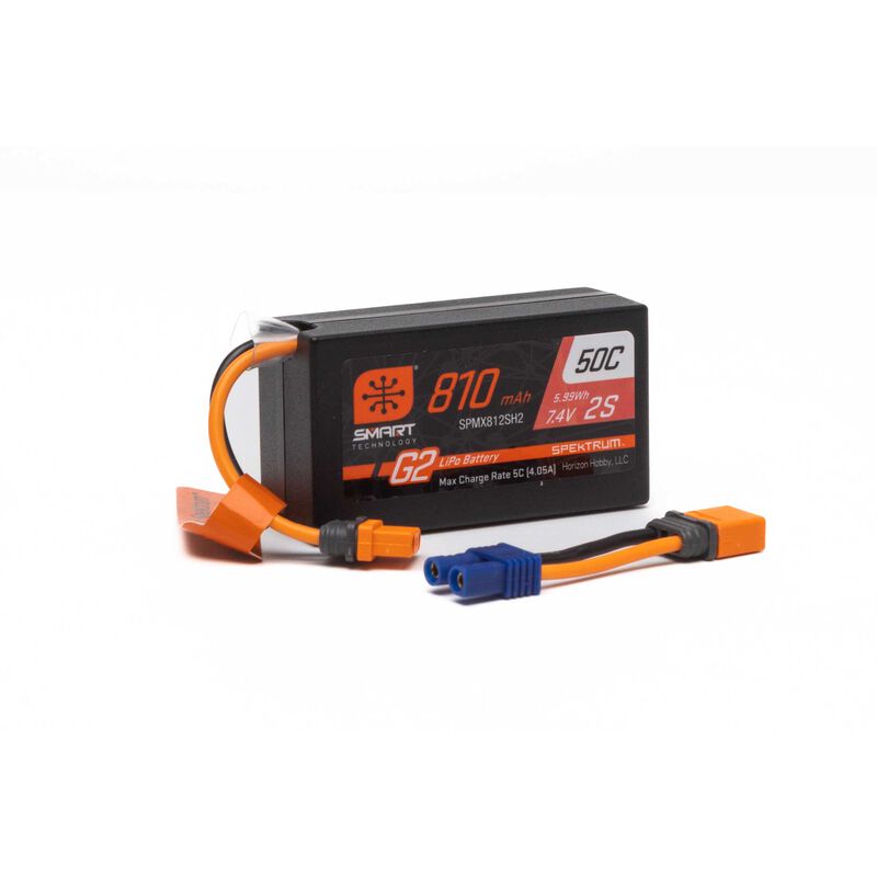Spektrum 7.4V 810mAh 2S Smart G2 50C LiPo: IC2 Spektrum 7.4V 810mAh 2S Smart G2 50C LiPo: IC2